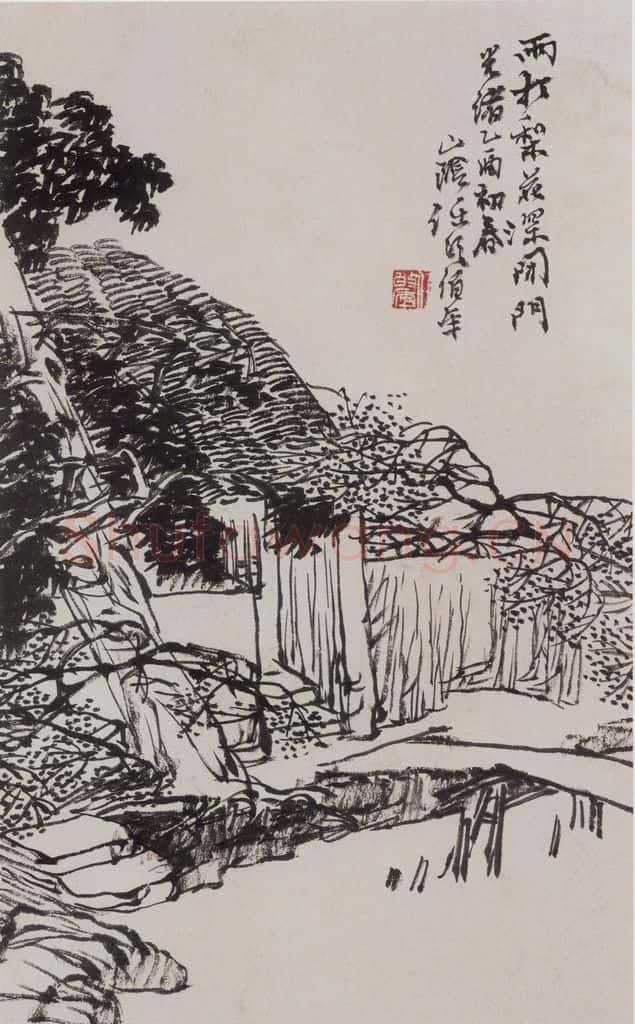 清 任伯年《水墨人物上水十二开》书画作品