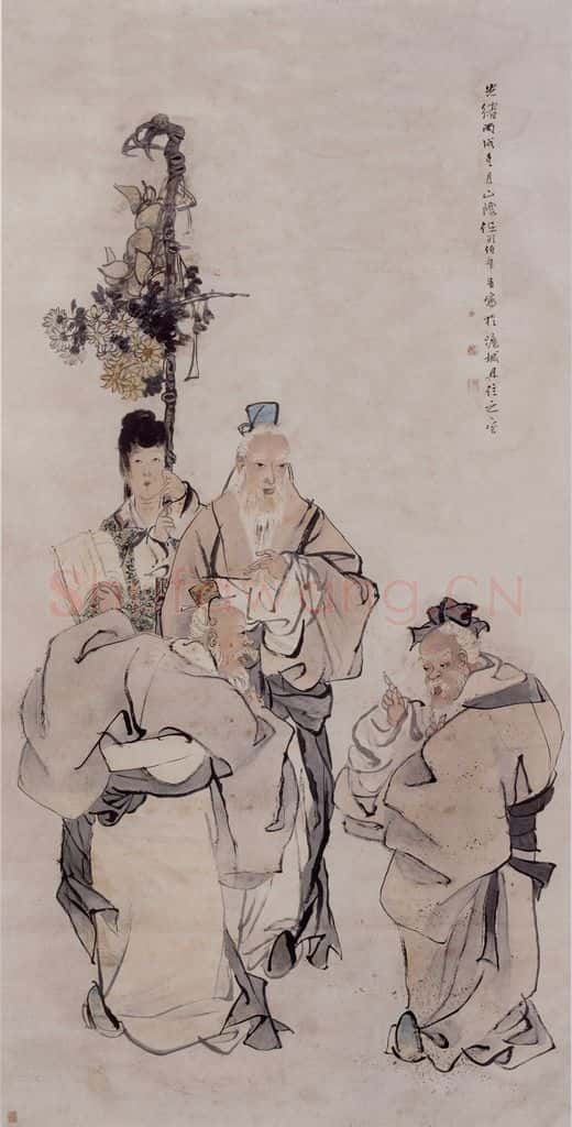 清 任伯年《三仙图》书画作品