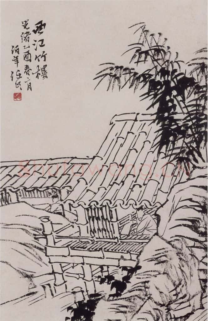 清 任伯年《水墨人物上水十二开》书画作品