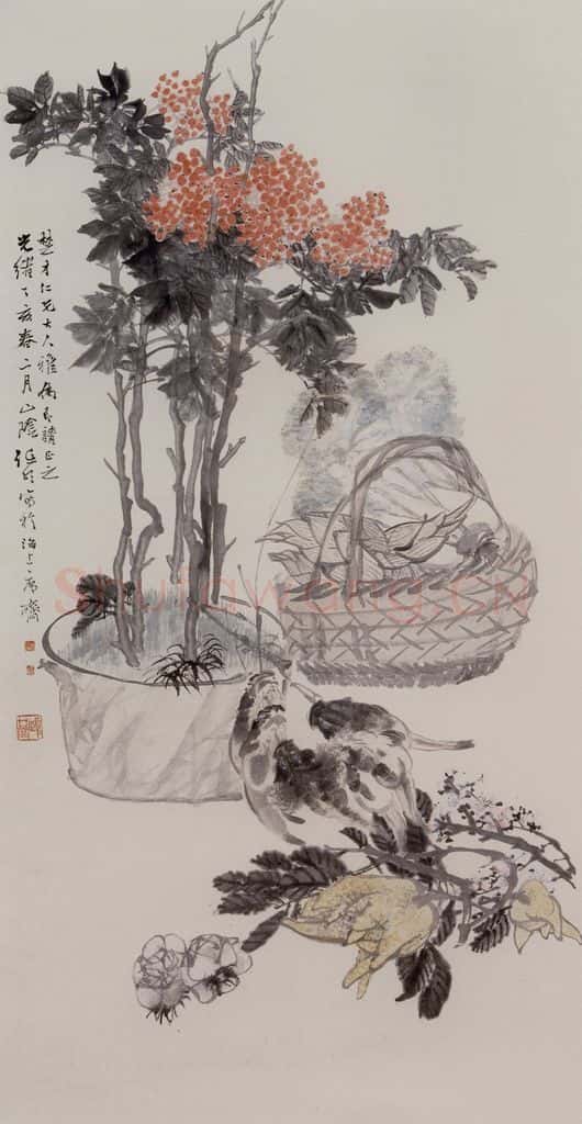 清 任伯年《岁朝图》书画作品