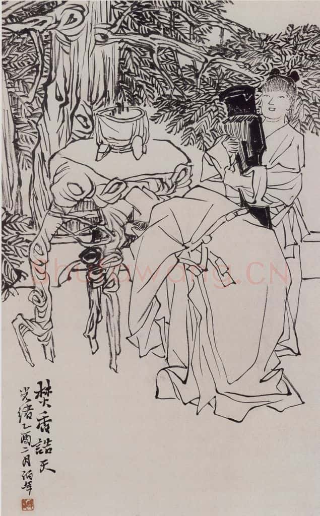 清 任伯年《水墨人物上水十二开》书画作品