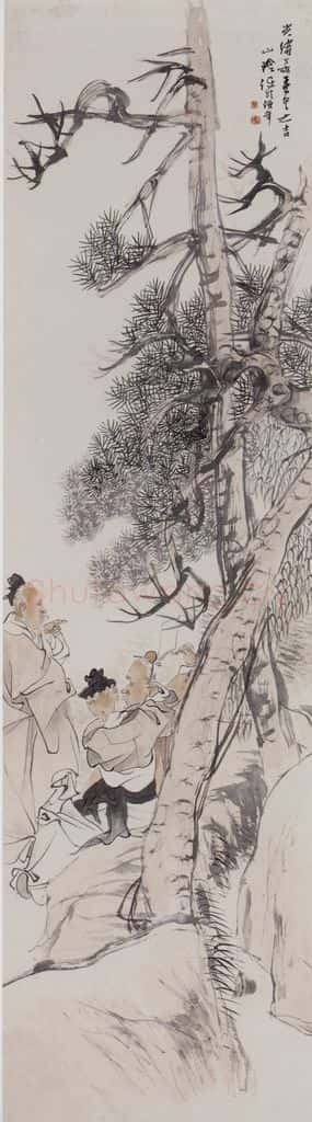 清 任伯年《人物四条屏》书画作品