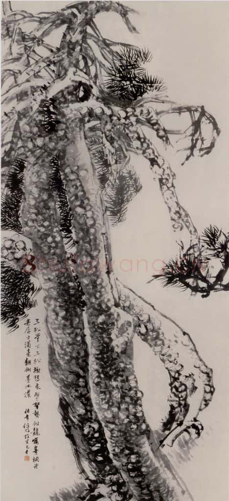 清 任伯年《三松图》书画作品