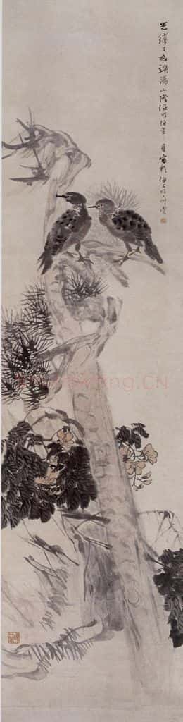 清 任伯年《松鸠图》书画作品