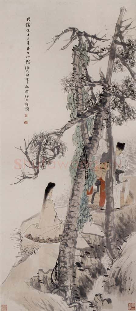 清 任伯年《玉局参禅图》书画作品