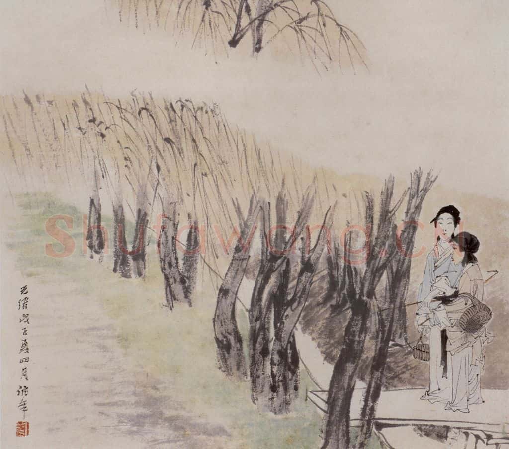 清 任伯年《仕女图册十二开》书画作品