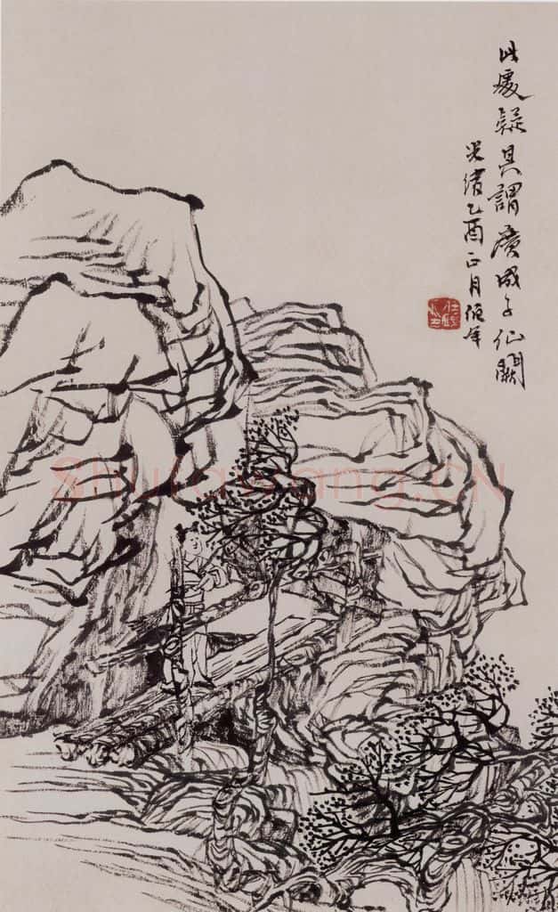 清 任伯年《水墨人物上水十二开》书画作品