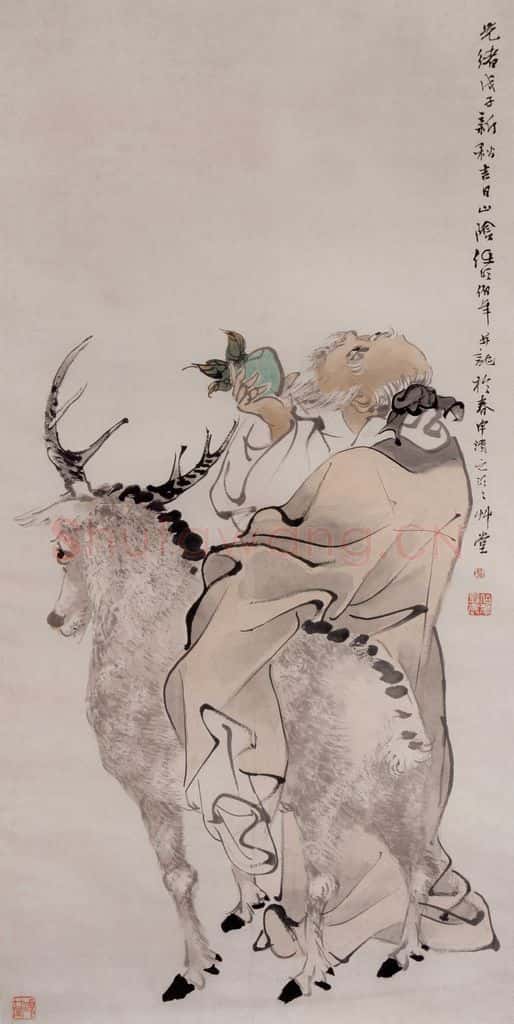 清 任伯年《寿星图》书画作品