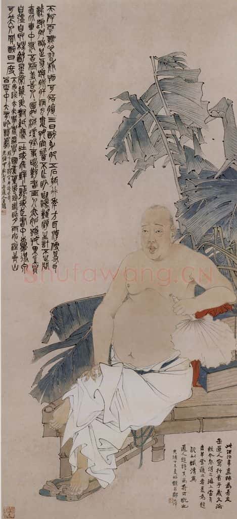 清 任伯年《蕉阴纳凉图》书画作品