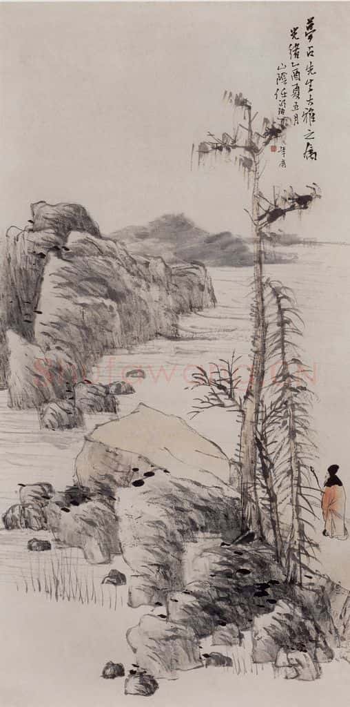 清 任伯年《游山图》书画作品