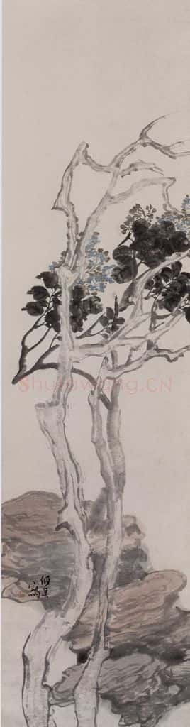 清 任伯年《橘林紫藤图》书画作品