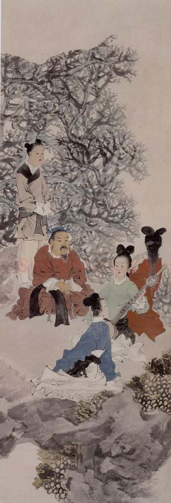 清 任伯年《东山丝竹图》书画作品