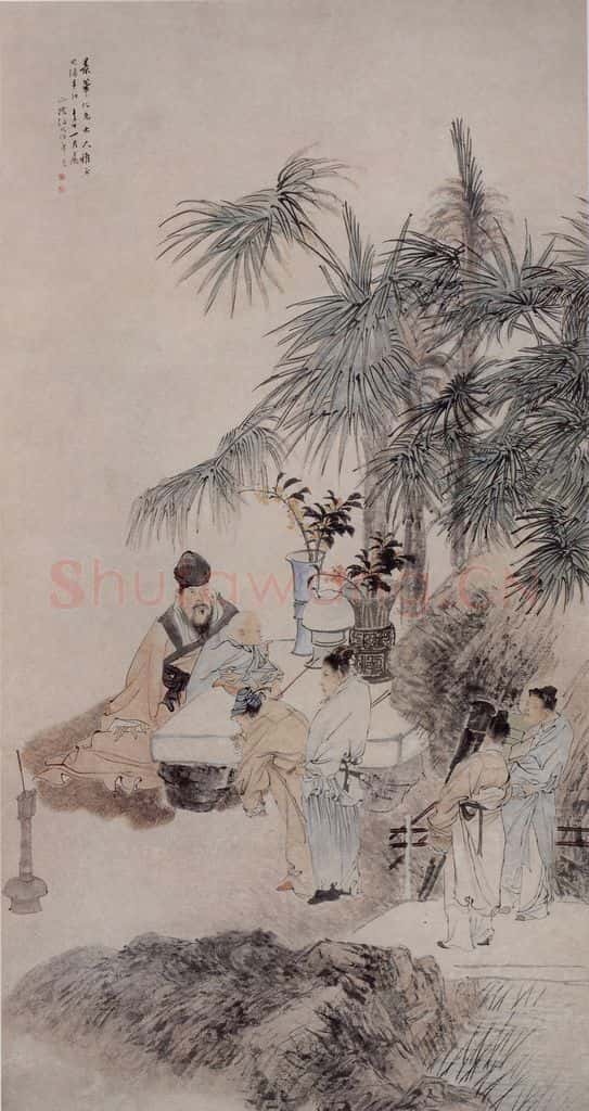1891年 任伯年《丹桂五芳图》书画作品
