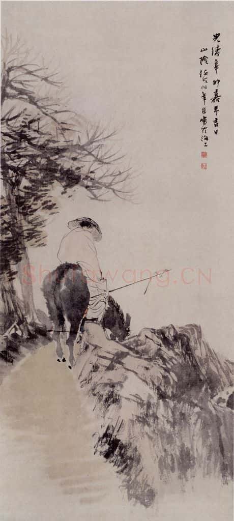 1891年 任伯年《骑驴人》书画作品