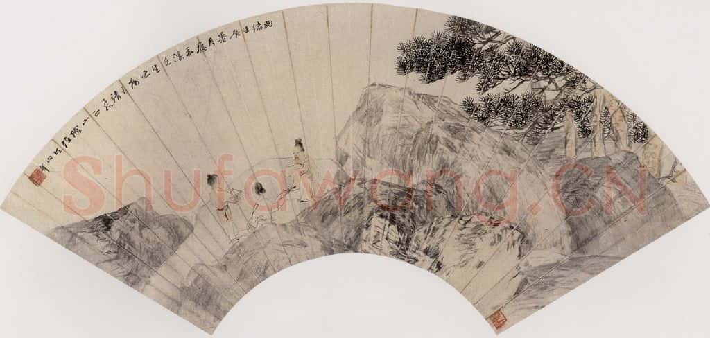 1892年 任伯年《松坡伎乐图》书画作品