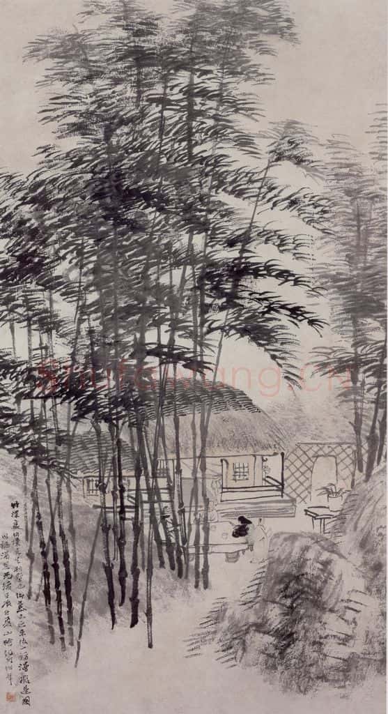 1892年 任伯年《竹林深处图》书画作品