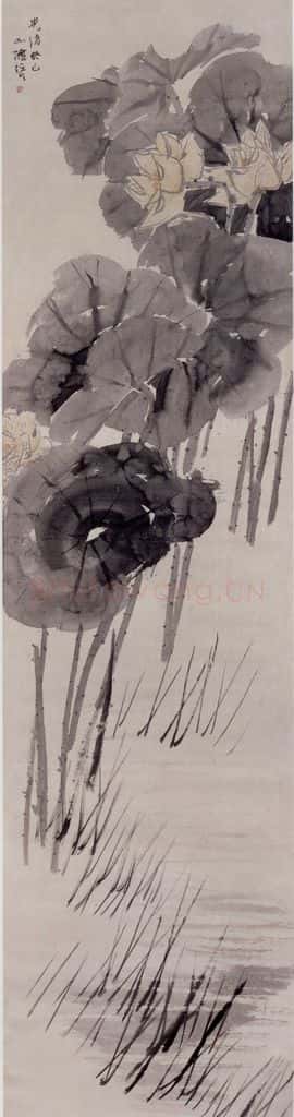 1893年 任伯年《荷花图》书画作品