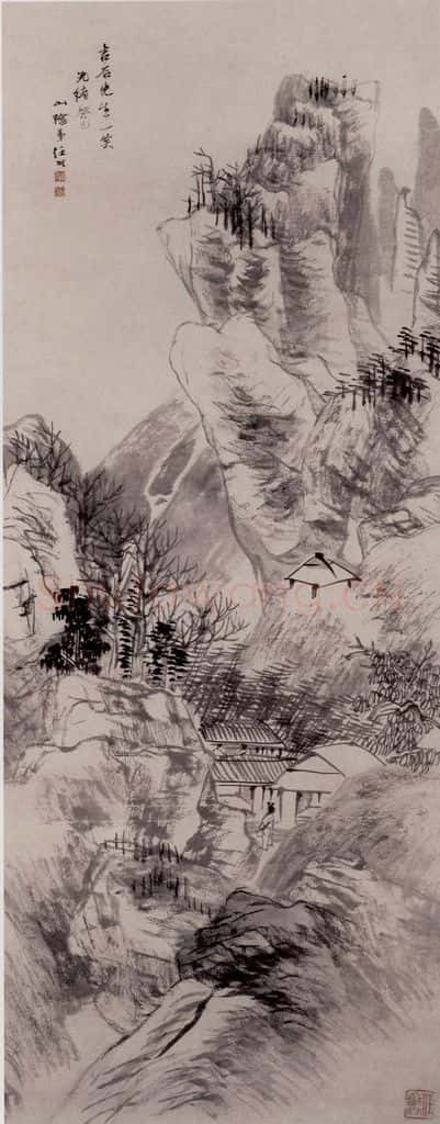 1893年 任伯年《墨笔山水图》书画作品
