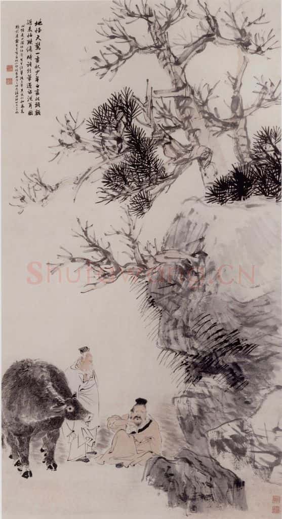 清 任伯年《洗耳图》书画作品