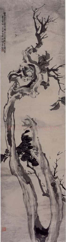 清 任伯年《老树》书画作品