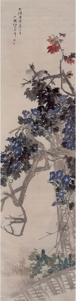 1890年 任伯年《花鸟四条屏》书画作品