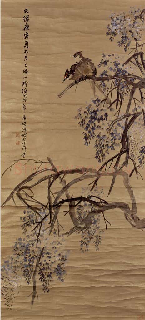 1890年 任伯年《花鸟四条屏》书画作品