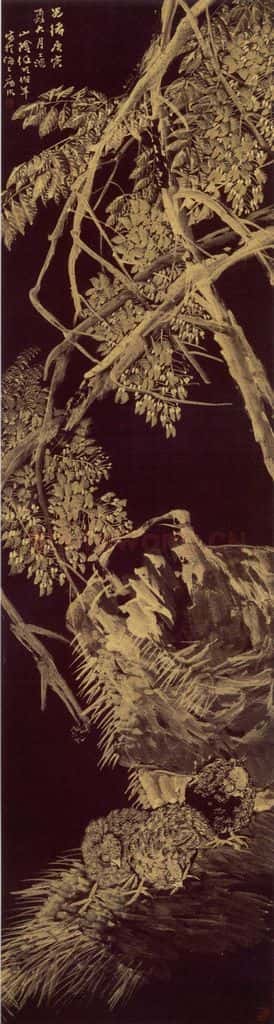 1890年 任伯年《金笔花鸟六条屏》书画作品