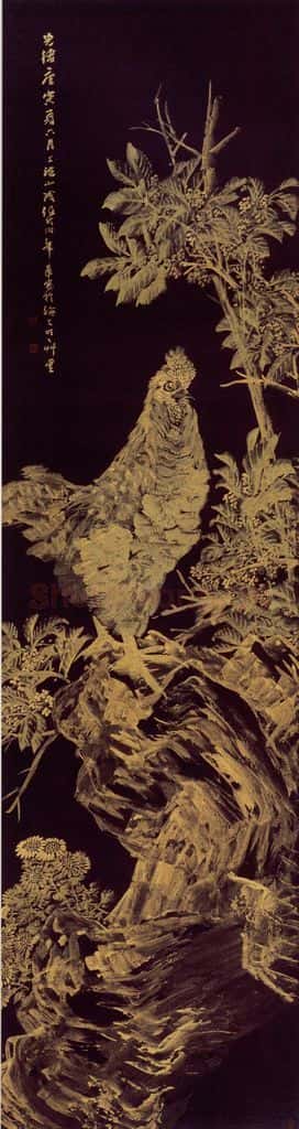 1890年 任伯年《金笔花鸟六条屏》书画作品