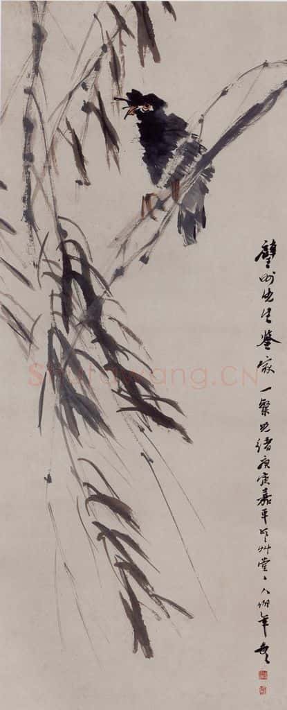 1890年 任伯年《杨柳八哥图》书画作品