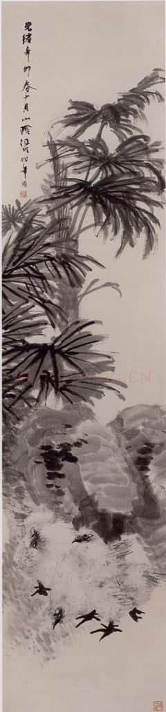 1891年 任伯年《花卉禽鸟四条屏》书画作品