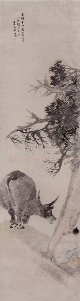 1891年 任伯年《牧牛图》书画作品