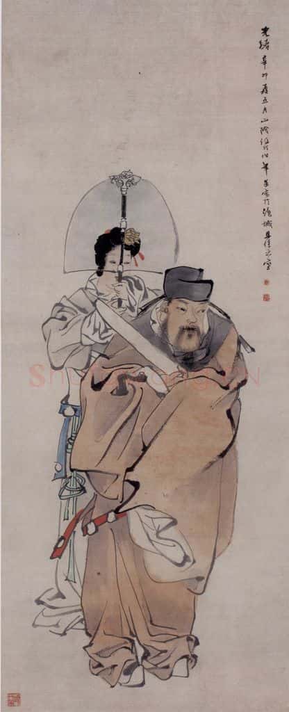 1891年 任伯年《侍女入朝图》书画作品