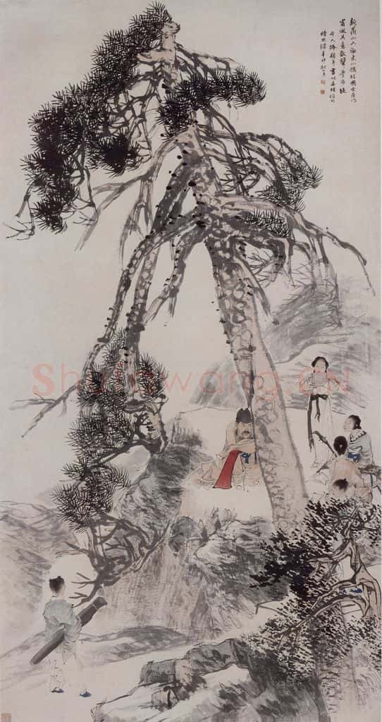 1891年 任伯年《东山丝竹图》书画作品