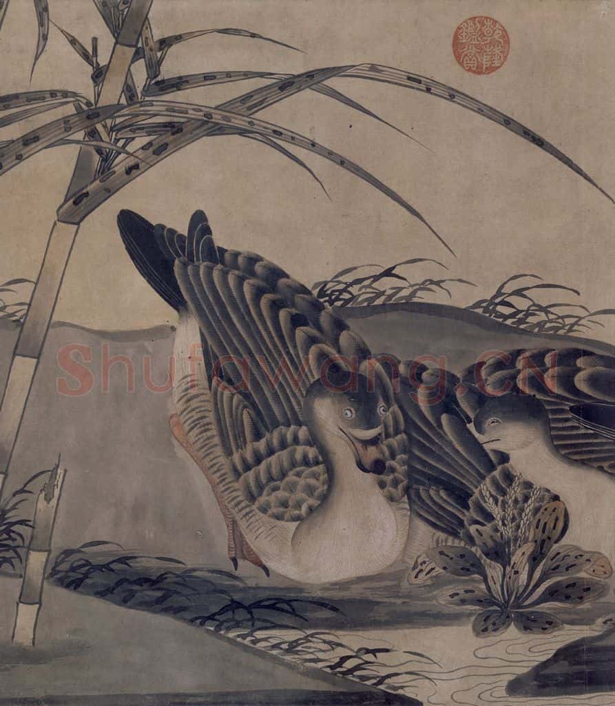 宋 赵佶 柳鸦芦雁图 书画作品