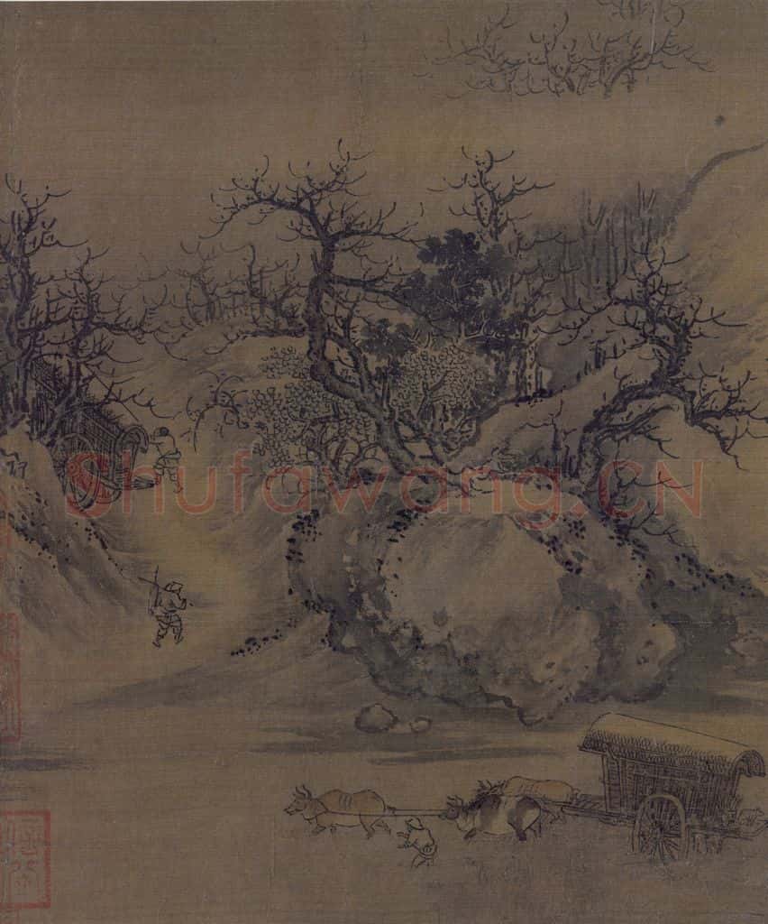 宋 朱锐 溪山行旅图 书画作品