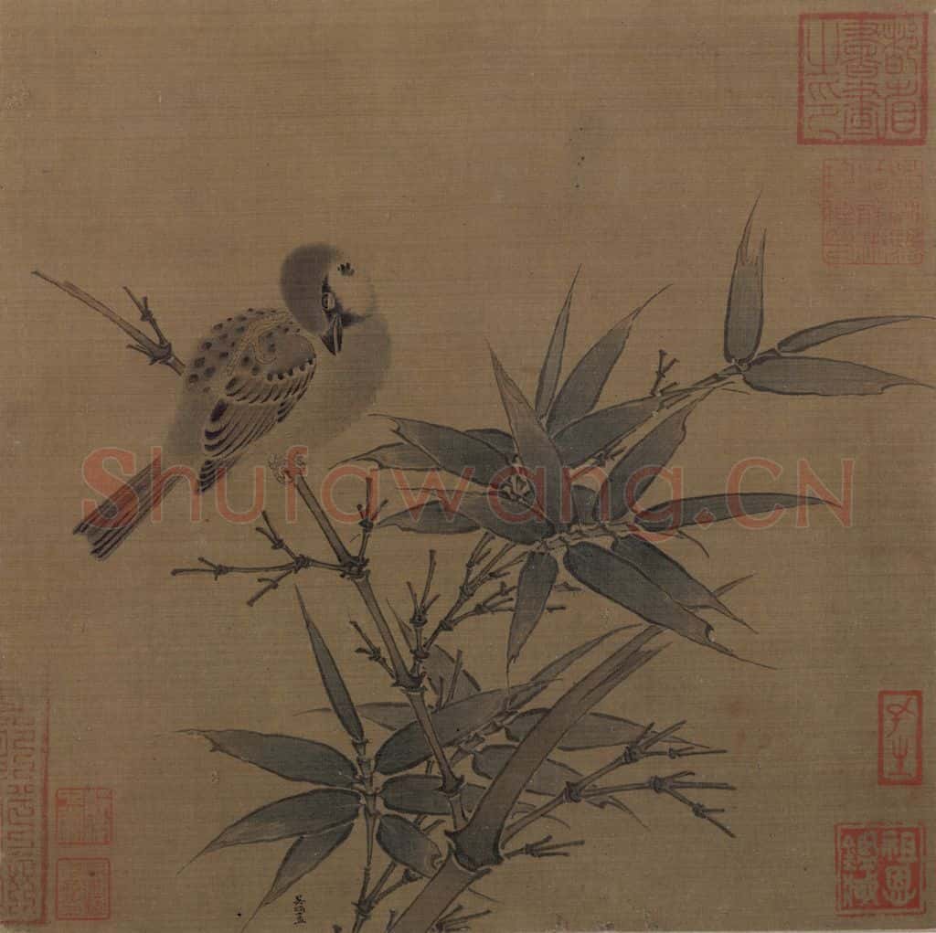 宋 吴炳 竹雀图 书画作品