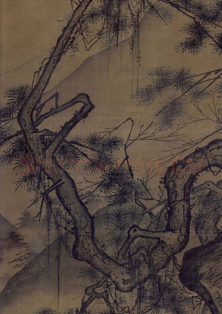 宋 佚名《山楼来凤图》书画作品