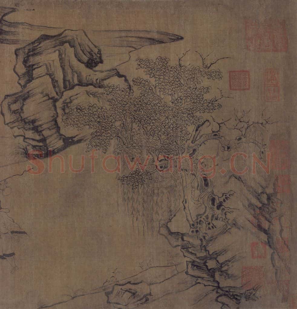 宋 佚名《莲社图》书画作品