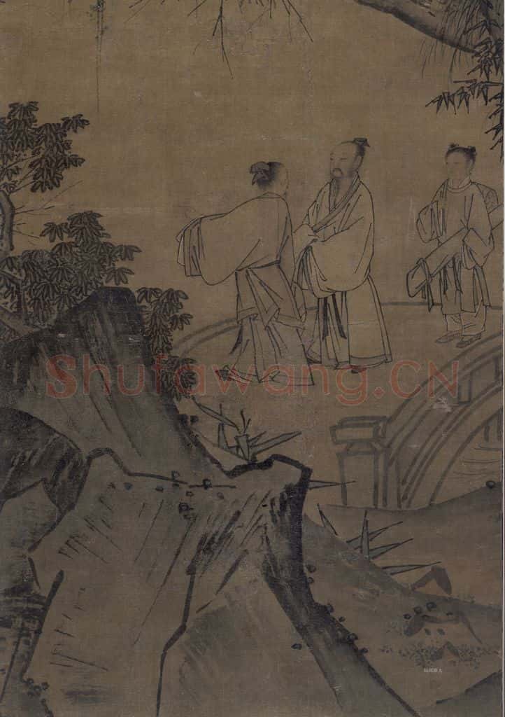 宋 佚名《山楼来凤图》书画作品