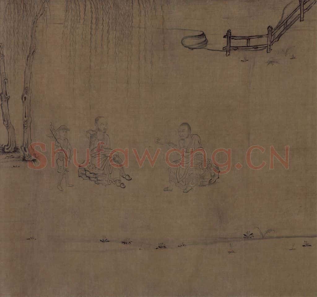 宋 佚名《莲社图》书画作品