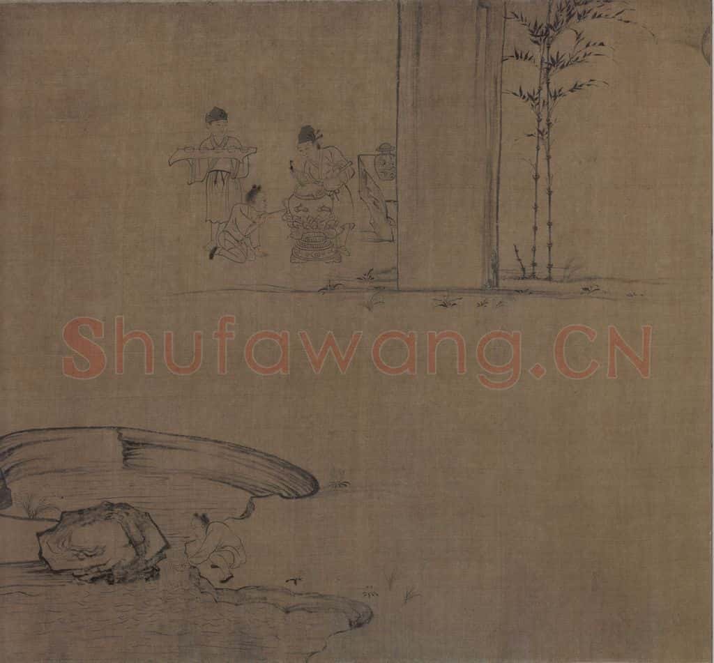 宋 佚名《莲社图》书画作品