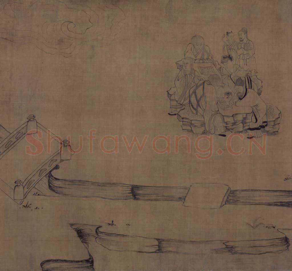 宋 佚名《莲社图》书画作品