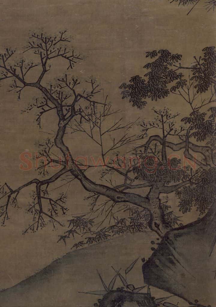 宋 佚名《山楼来凤图》书画作品