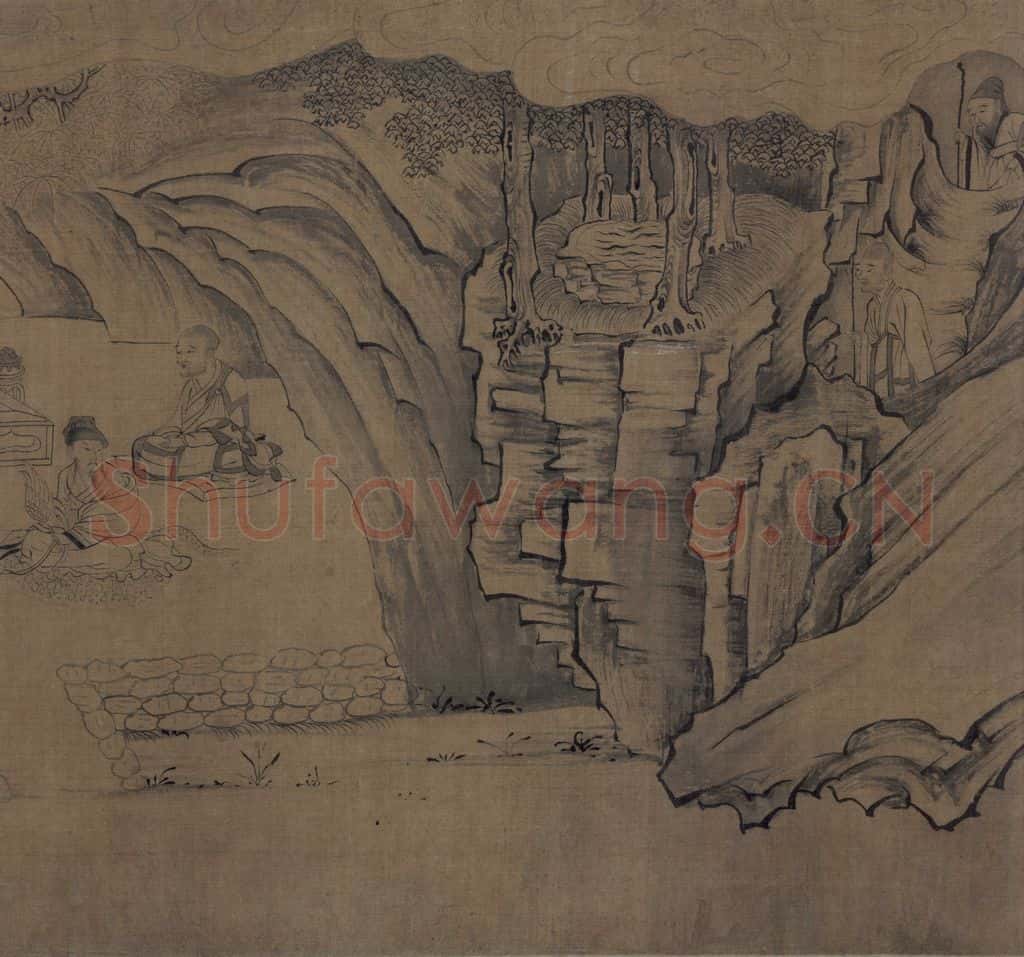 宋 佚名《莲社图》书画作品