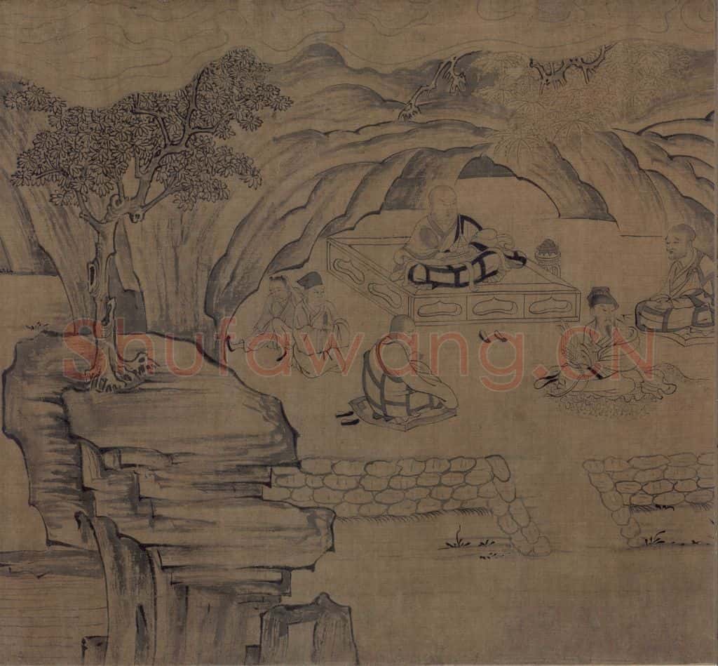 宋 佚名《莲社图》书画作品