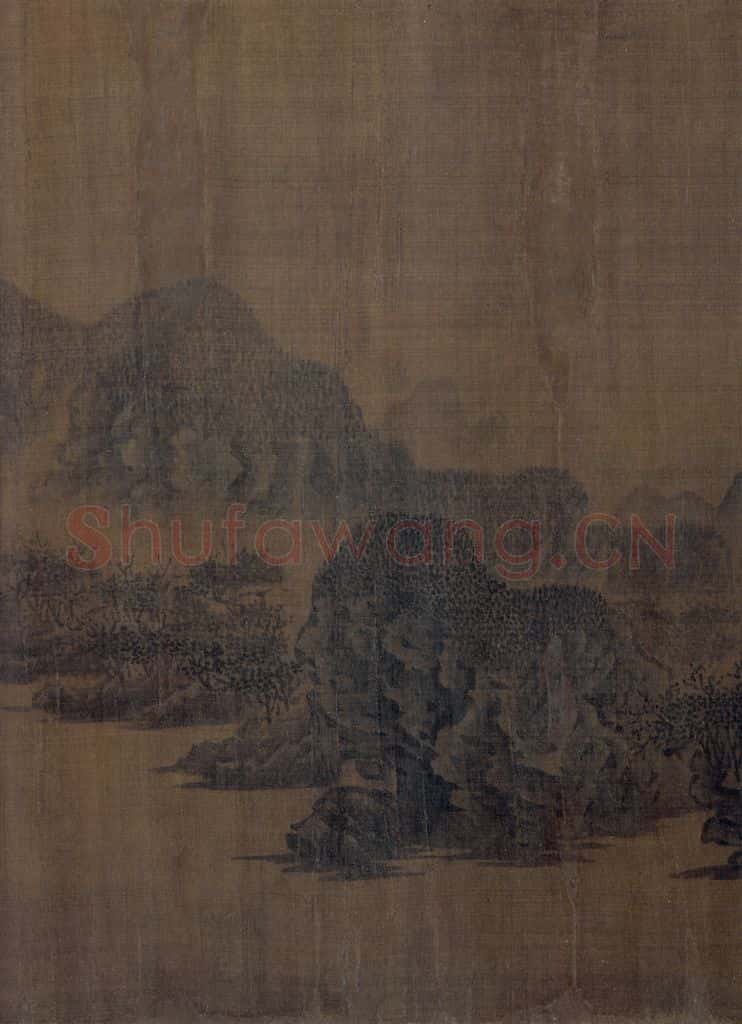 宋 佚名《秋山萧寺图》书画作品
