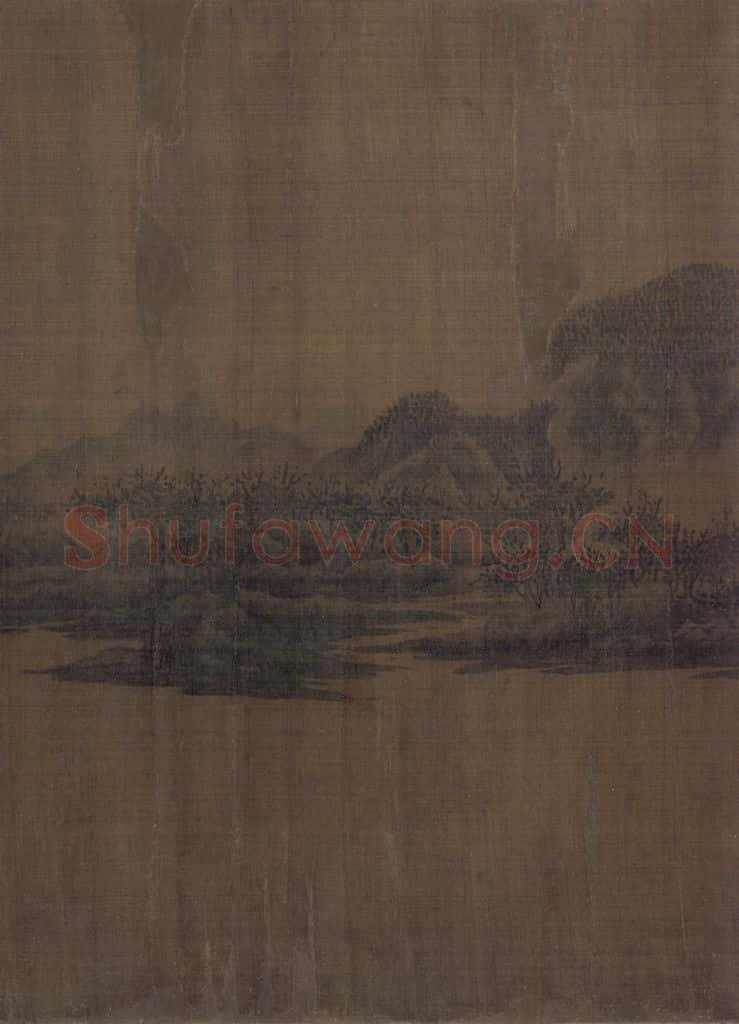 宋 佚名《秋山萧寺图》书画作品