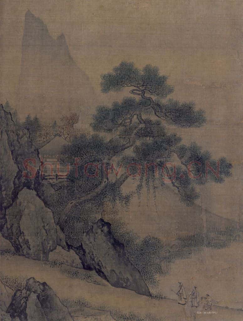 宋 佚名《携琴闲步图》书画作品