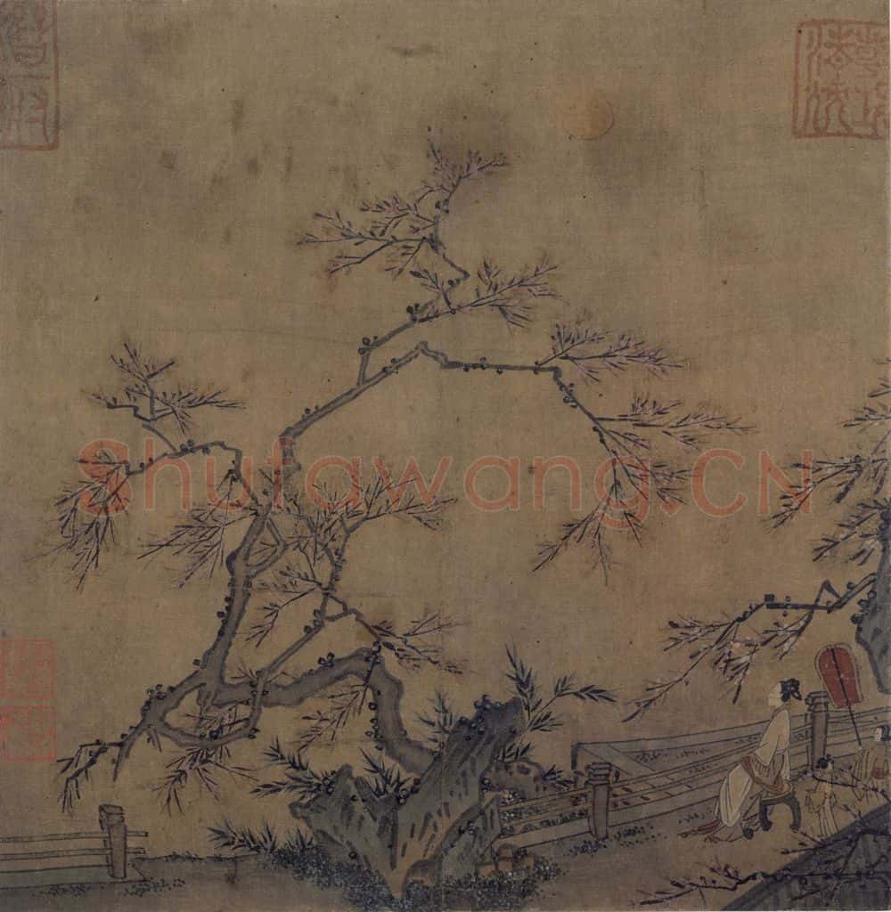 宋 佚名《江妃玩月图》书画作品