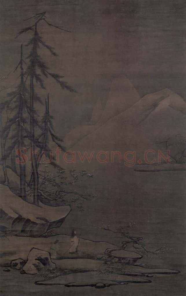 宋 佚名《雪屐观梅图》书画作品